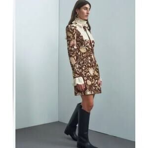 Alemais Dress 8 Lucianna Corduroy Lace Mini Brown Floral High Neck Cottagecore